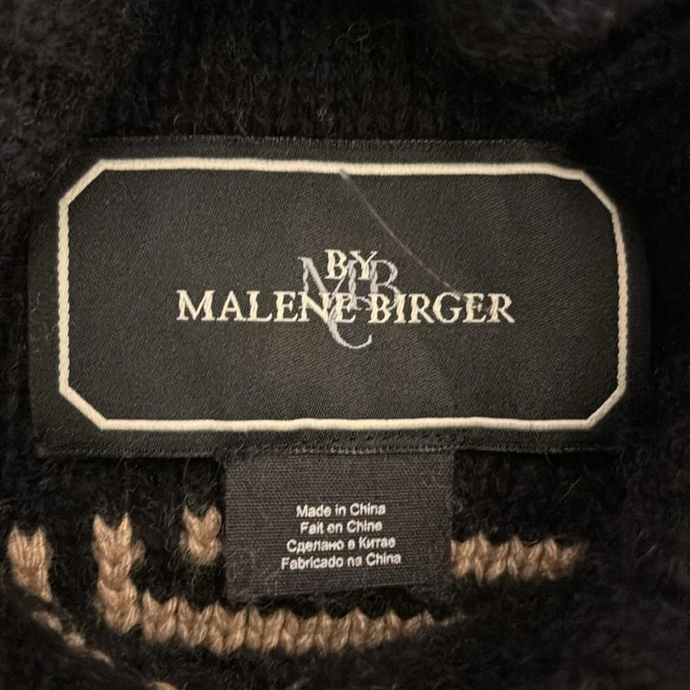 BY Malene Birger Printed Turtleneck‎ Black and Brown Patterned Sweater Size S/M